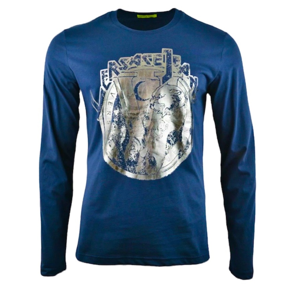 VERSACE JEANS Tiger Print 65 SilverFoil Long Sleeve Shirt for Men